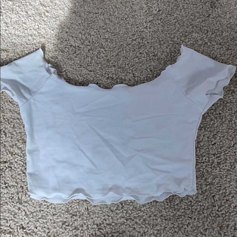 White cropped swim coverup